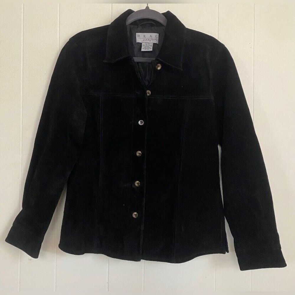 Real Comfort Jacket Women’s 10 Black 100% Leather Suede Coastal Cowgirl